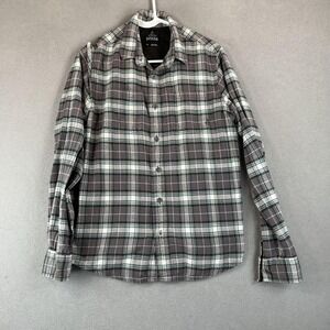 Prana Shirt Mens Small Gray Green Plaid Flannel Long Sleeve Button Up Outdoor